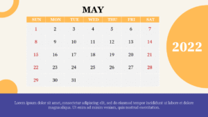 calendario con fechas destacadas de mayo