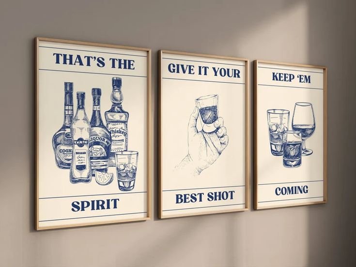 carteles vintage de bebidas alcoholicas bar