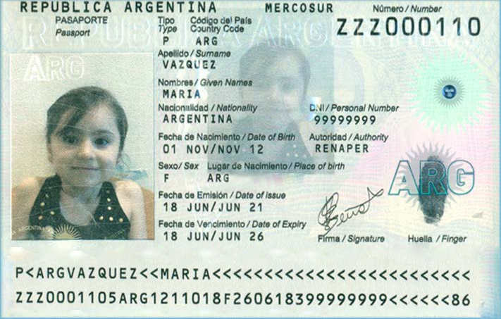 documento identidad argentino con numeros destacados