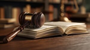 libro juridico abierto sobre mesa de madera
