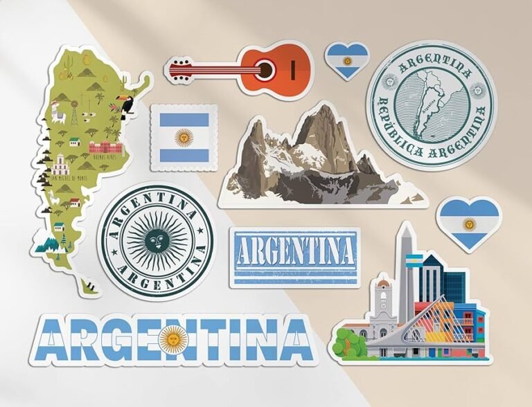 mapa de argentina con simbolos de viaje