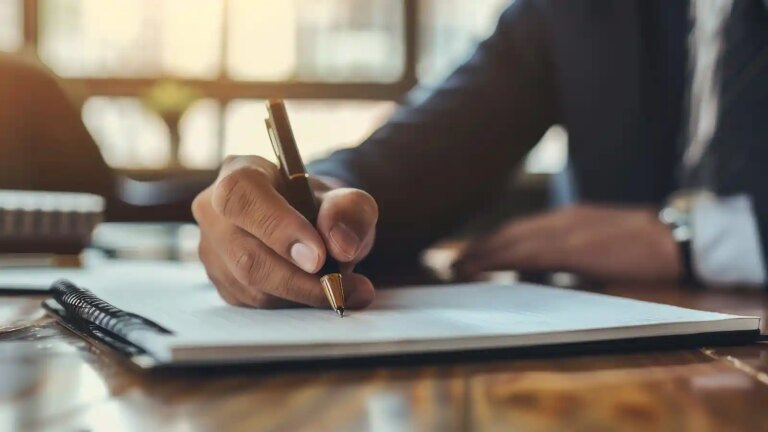 Cómo Hacer un Modelo de Carta Documento por Despido con Causa 10 persona escribiendo carta formal en escritorio 2