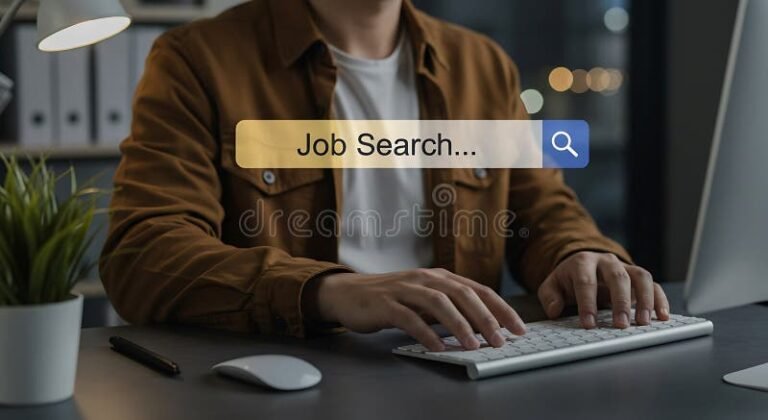 persona usando computadora buscando empleo online