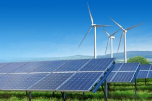 planta solar y turbina eolica juntas